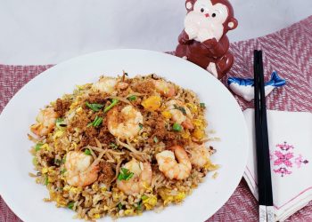 銀魚乾蝦仁肉松炒飯     豆瓣醬肉末燒海帶