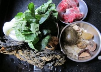 『粵』金銀菜羅漢果瘦肉湯、韭黃炒帶子蝦球、德國鹹豬手