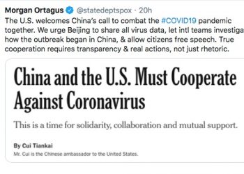 中共戰狼轉向籲合作 美敦促其做三件事