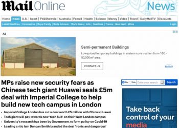 英前保守黨領袖：華爲將贊助抗擊中共病毒核心大學交易 “諷刺且危險”