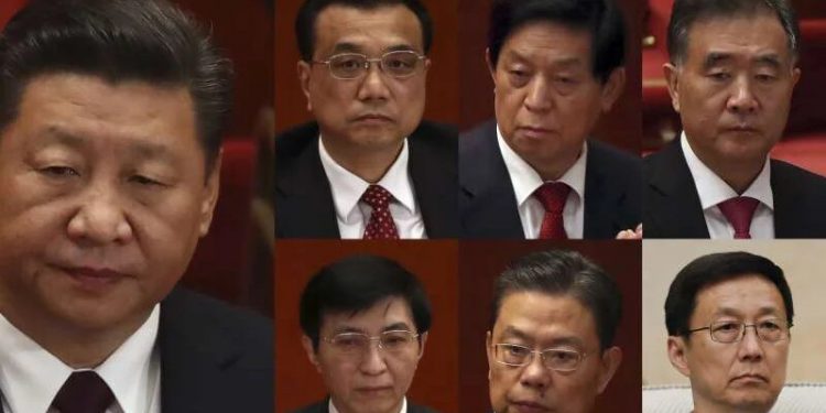 習近平等中共七常委。(美聯社圖片)