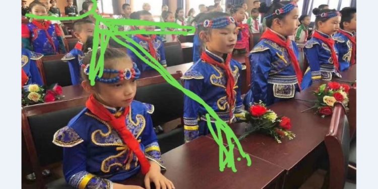 網傳內蒙開學首日，中共軍人進駐教室（網絡圖片）