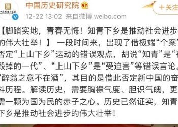 國家級機構為上山下鄉”正名” 網友：心驚肉跳！