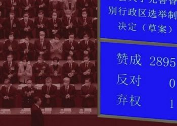 人大表決修改香港選制 0反對票通過 1票棄權是誰？