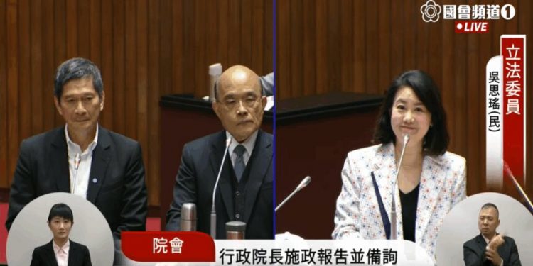 臺灣藝人捲入新疆棉風暴,行政院長蘇貞昌在院會中表達立場。(圖:國會頻道)
