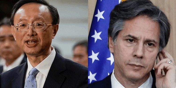 美國國務卿布林肯(Antony Blinken)將與中共中央外事辦主任楊潔篪在阿拉斯加會談。(合成圖片)