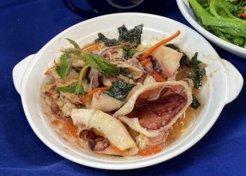 【梁廚美食】紫蘇葉蒜蓉蒸小土魷/御好燒“日式煎餅”