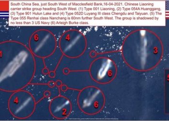 衛星照片：至少3艘美艦在南海監視“遼寧號”航母