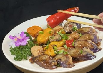 【梁廚美食】欖豉醬煎釀茄子小甜椒/火腿捲山羊芝士無花果/炸香蕉伴粟米煎魚餅