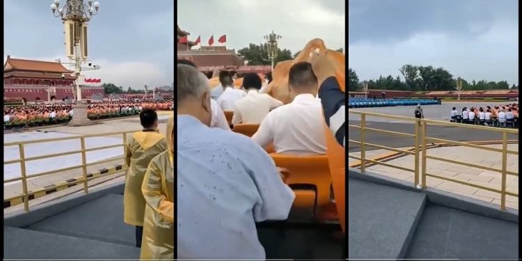 習近平講話時下雨(圖片來源:視頻截圖)