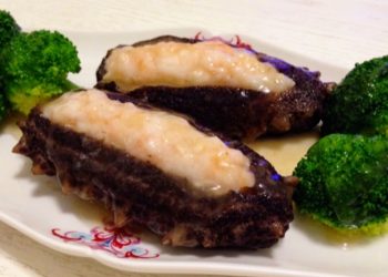 【梁廚美食】墨魚膠肉碎釀海參/腰果西芹炒鮮百合