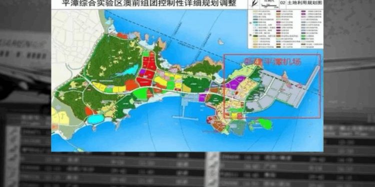 中共計畫在福建平潭填海造陸興建機場,並定位為「對台機場」。(圖:自由時報合成)