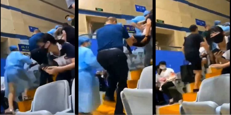 無錫江陰一中學生在體育館打疫苗後猝死（圖片來源：視頻截圖）