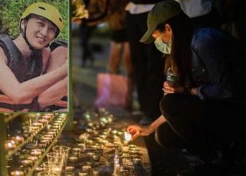 香港市民鮮花悼念周梓樂 被便衣盯梢