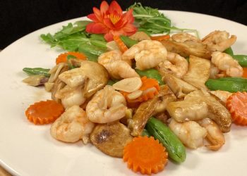 【梁廚美食】松茸甜豆炒蝦仁/柿子撻