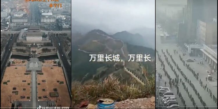 廣西現“防疫長城”,西安空巷(圖片來源:視頻截圖)