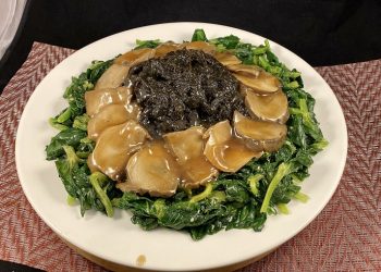 【梁廚美食】髮菜鮑魚片扒豆苗/三菇三耳上素