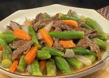 【梁廚美食】秋葵炒牛肉/薏米養生燕麥粥