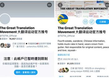 剝掉中共的畫皮 大翻譯運動官方賬戶遭限制