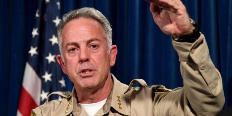 Clark County Sheriff Joe Lombardo speaks during a news conference at the Las Vegas Metropolitan Police Department headquarters to brief members of the media on a mass shooting on October 4, 2017 in Las Vegas, Nevada. On October 1, Stephen Paddock killed at least 58 people and injured more than 450 after he opened fire on a large crowd at the Route 91 Harvest country music festival. The massacre is one of the deadliest mass shooting events in U.S. history.