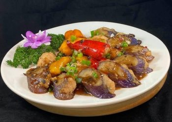 【梁廚美食】欖豉醬煎釀茄子小甜椒/木瓜豬肚湯/青芥末油涼拌豬肚雞絲