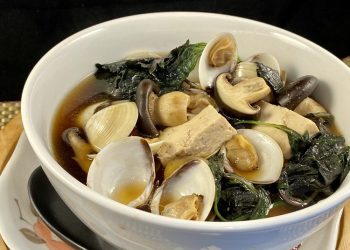 【梁廚美食】新鮮烤麩/燜燒烤麩素菜/紫蘇豆腐松本茸蜆湯/鮮花旗參炒帶子蝦球