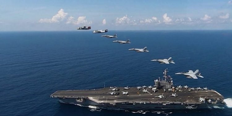 美國罕見公開解釋「一中政策」蓬佩奧:最反華的勢力是中共。圖為USS-Ronald-Reagan-aircraft-carrier 里根號航空母艦(圖片來源:美國海軍)