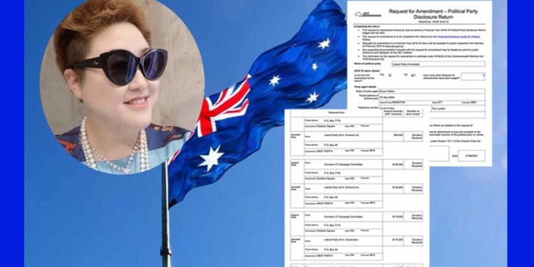 她捐給澳洲政黨最大單筆捐款 學者揭背後金主 （圖片：Sally Zou/澳大利亞選舉委員會官網圖片/希望之聲合成）