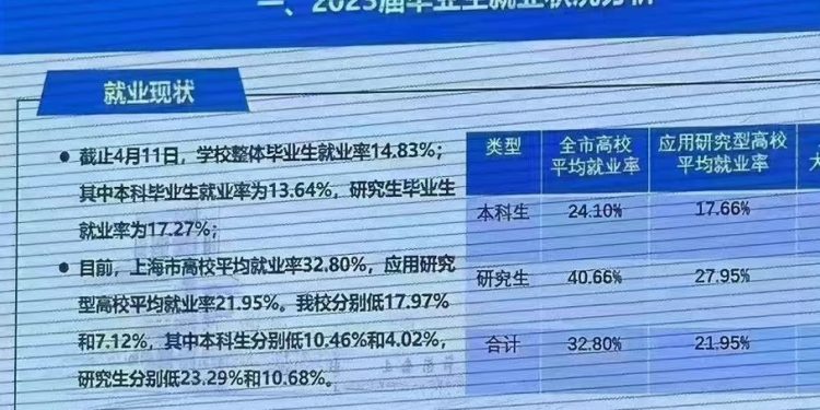 上海大學畢業生就業率極低(圖片來源:網絡)