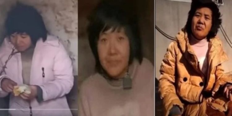 圖為徐州豐縣鐵鏈女。(圖片來源:視頻截圖)