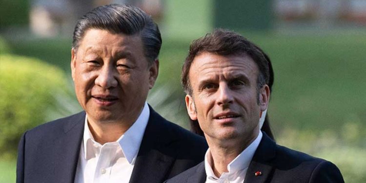 美媒:習拉攏馬克龍反美 《中法聲明》避兩大重要議題 (圖片:JACQUES WITT/POOL/AFP via Getty Images)