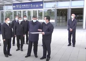 2023年5月10日，習近平帶領三大親信視察河北省雄安新區。（視頻截圖）