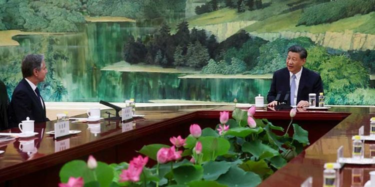 布林肯訪北京受屈辱 矢板明夫:中共表演了阿Q精神勝利法 法廣:蔡奇的手筆? (圖片: LEAH MILLIS/POOL/AFP via Getty Images)