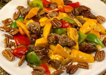 【梁廚美食】芒果炒牛柳粒/橄欖菜豆角炒魚鬆
