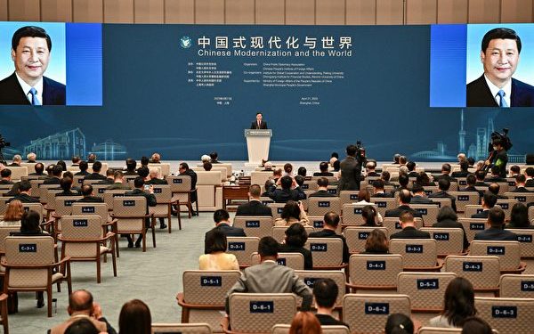 Qin Gang, State Councilor and Foreign Minister of China, delivers a speech during the opening ceremony of the Lanting Forum, held under the theme of "Chinese Modernization and the World", at the Grand Halls, in Shanghai, on April 21, 2023. (Photo by Hector RETAMAL / AFP) (Photo by HECTOR RETAMAL/AFP via Getty Images)