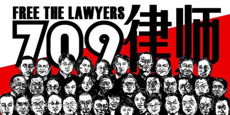 李昱函於2017年10月在瀋陽被捕,外界普遍認為,她被捕的真正原因是她曾為709案中的律師王宇辯護。 此後李昱函律師一直被關押。(推特圖片/巴丟草 Badiucao on Twitter)