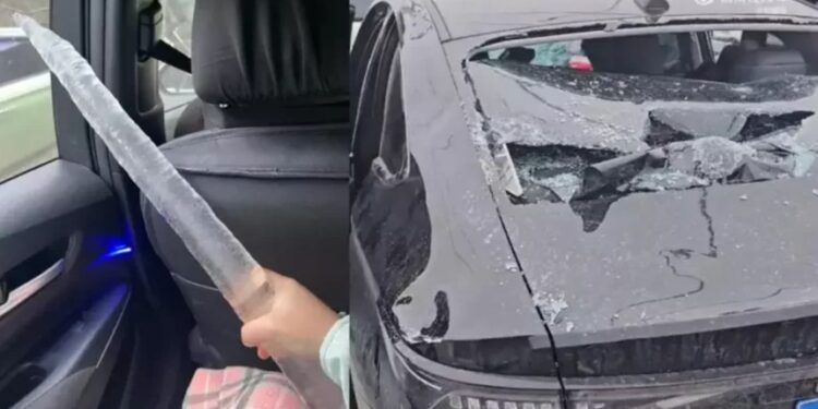 武漢多座大橋墜落恐怖冰柱雨 駕駛爆血求救 車險求償近9億(圖片:微博圖片)