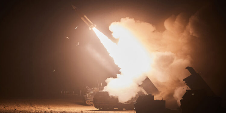 EAST COAST, SOUTH KOREA - JUNE 6: In this handout image released by the South Korean Defense Ministry via Dong-A Daily, a missile is fired during a joint training between the United States and South Korea on June 6, 2022 in East Coast, South Korea. South Korea and the United States fired eight ballistic missiles into the East Sea on Monday in response to North Korea's missile launches the previous day, according to the South's military. (Photo by South Korean Defense Ministry/Dong-A Daily via Getty Images)
