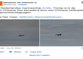 荷蘭： 中共戰機為報復台灣海峽自由行 威脅荷蘭軍艦