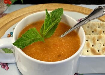 【梁廚美食】西班牙番茄涷湯/柑橘雅芝竹烤雞肉雞翼/車厘子酥盒配鮮忌廉