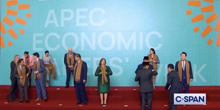不會英語寸步難行? APEC大合照現場習近平翻譯再被請離(網絡視頻截圖)