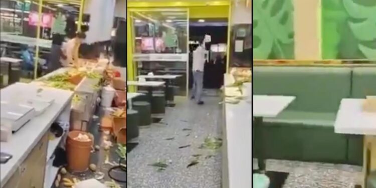 投資十幾萬加盟 數天賣不出200塊 男子怒砸店(網絡視頻截圖合成)