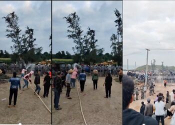 老百姓反了！ 廣東村民大戰中共武警 廣州新塘鎮租戶怒砸收費亭
