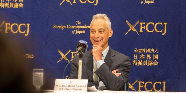 美駐日大使Rahm Emanuel(X平台圖片)