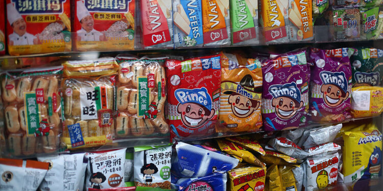 LONDON, ENGLAND - FEBRUARY 18: Snacks are seen on display in a shop in China Town on February 18, 2015 in London, England. Chinese New Year 2015 , the Year of the Sheep, will be celebrated tomorrow, with special events taking place across the UK. (Photo by Carl Court/Getty Images)