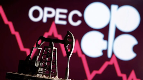 3D 打印的油泵千斤頂以及OPEC徽標(圖片來源:Reuters)