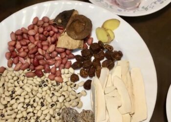 【梁廚美食】鹿筋雞腳花生眉豆淮山/ 鹿筋炆冬菇火腿花生 / 豬展湯焗蘋果碎酥皮粒