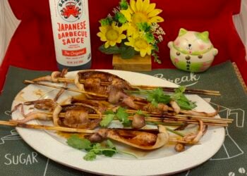【梁廚美食】烤焗串燒魷魚 / 金沙涼瓜蝦仁